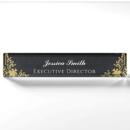 Elegantes Gold Business Beruflich Monogram Namensplakette