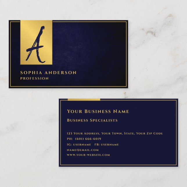  Elegantes Gold Business Beruflich Texture Dark B Visitenkarte (Vorne/Hinten)