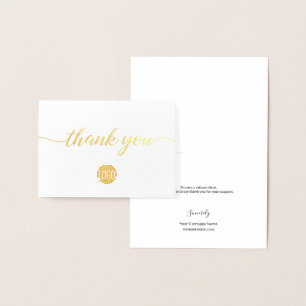 Elegantes Gold Business-Logo kleines Danke Folienkarte