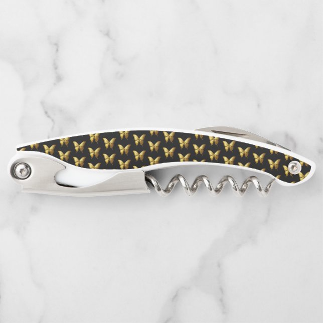 Elegantes Gold Butterfly-Muster Kellnermesser (Vorderseite)