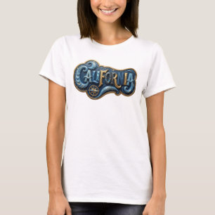 Elegantes Gold CALIFORNIA Druck T-Shirt