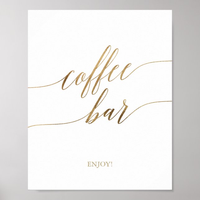 Elegantes Gold Calligraphy Coffee Bar Sign Poster (Vorne)