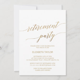 Elegantes Gold Calligraphy Retirement Party Einladung