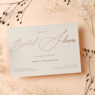 Elegantes Gold Calligraphy Script-Brautparty Folieneinladung