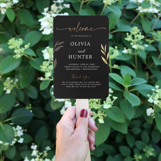 Elegantes Gold Calligraphy Wedding Party Programm Fächer (Elegant Gold CalligraphElegant Gold Calligraphy Wedding Party Program Hand Fany)