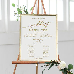 Elegantes Gold Calligraphy Wedding Program Poster