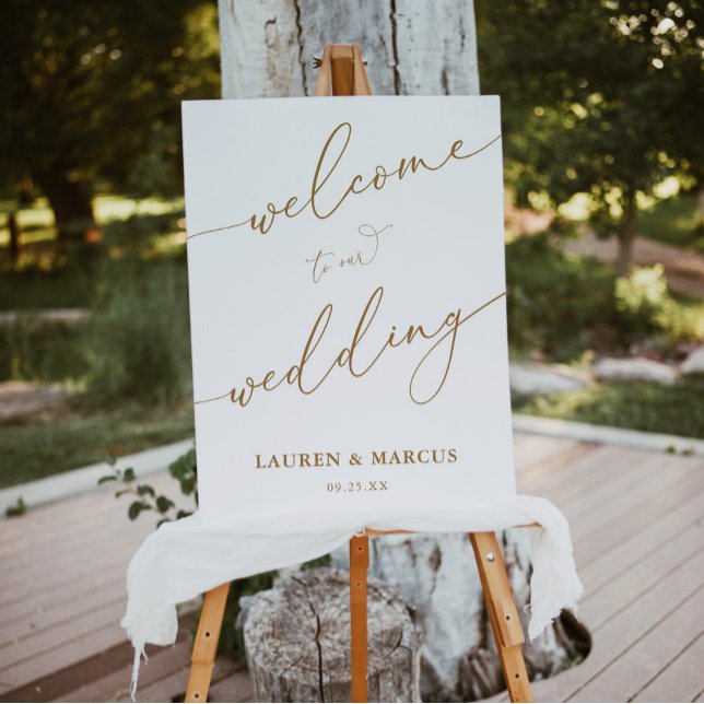 Elegantes Gold Calligraphy Wedding Welcome Sign Poster (Von Creator hochgeladen)