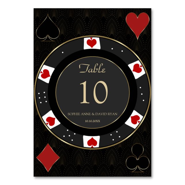 Elegantes Gold Casino Poker Tischnummer (Vorderseite)