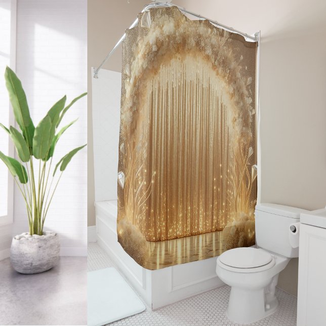 Elegantes Gold Celebration Arch Luxury Wedding Ges Duschvorhang (Von Creator hochgeladen)