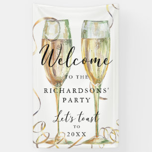 Elegantes Gold Champagne Party Willkommensbanner Banner