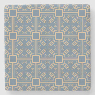 Elegantes Gold Checkered Floral Pattern Steinuntersetzer
