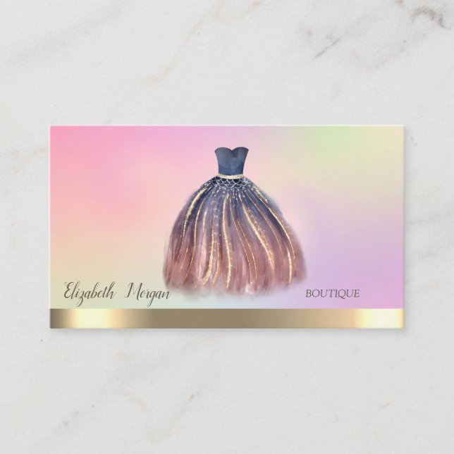 Elegantes Gold, Chic Dress Holographic Visitenkarte (Vorderseite)
