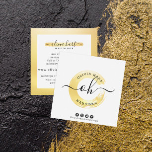 Elegantes Gold Chic Paint Swash Logo Benutzerdefin Quadratische Visitenkarte