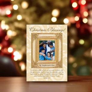 Elegantes Gold Christlich Bible Verse Foto Feiertagskarte