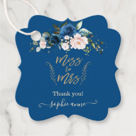 Elegantes Gold Classic Blue Floral Brautparty Geschenkanhänger