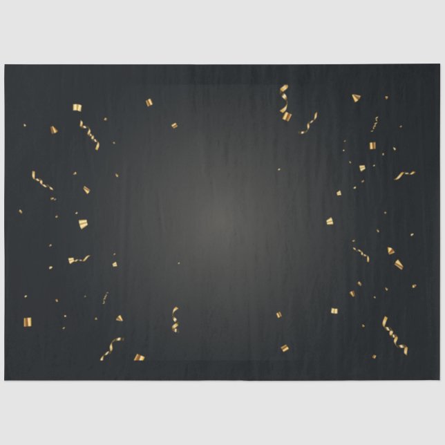 Elegantes Gold Confetti Black Tissue Seidenpapier (Vorderseite)