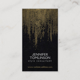 Elegantes Gold Confetti Dots Muster auf schwarzem  Visitenkarte