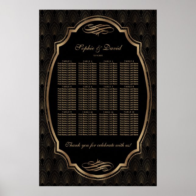 Elegantes Gold Confetti Liebe Burgundy Seating Cha Poster (Vorne)