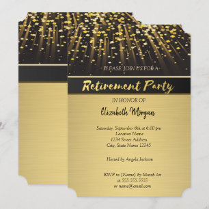 Elegantes Gold Confetti Retirement Party Einladung