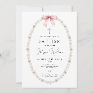 Elegantes Gold Cross und Peals Girl Taufe Einladung