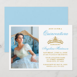 Elegantes Gold Crown Foto Einladung