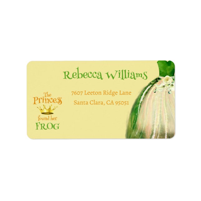 Elegantes Gold Crown Princess Frog Brautparty Adressaufkleber (Vorne)