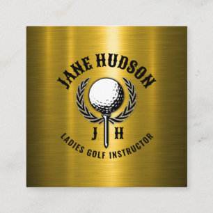 Elegantes Gold Custom Golf Monogram Design Quadratische Visitenkarte