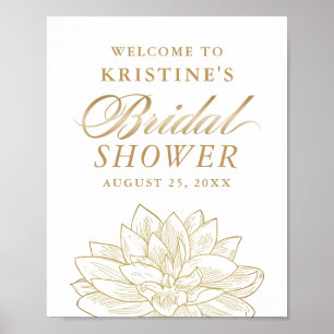 Elegantes Gold Dahlia Brautparty Willkommen Poster