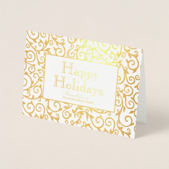 Elegantes Gold Damask Business Folienkarte (Vorderseite)