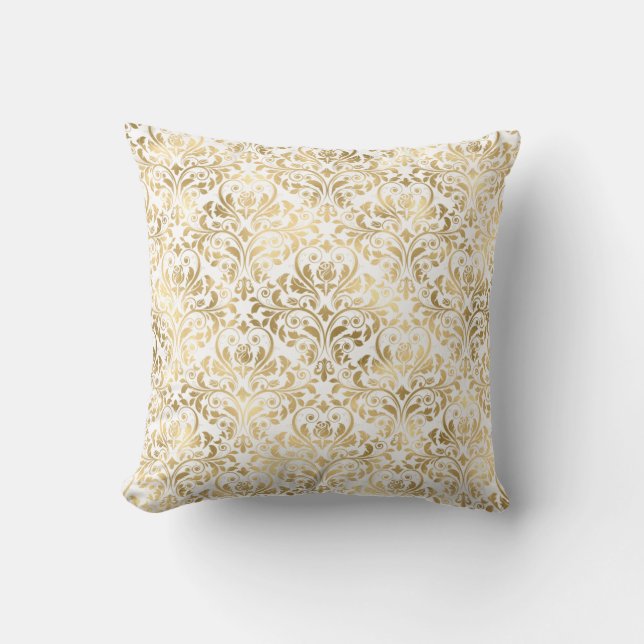 Elegantes Gold Damask Kissen (Vorderseite)