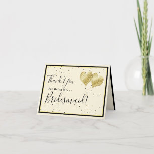 Elegantes Gold Danke, dass du meine Bridesmaid-Kar Dankeskarte