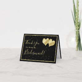 Elegantes Gold Danke, dass du meine Bridesmaid-Kar Dankeskarte
