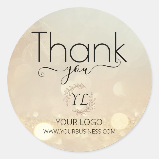 Elegantes Gold Danke Stickers - Logo hinzufügen (Vorderseite)