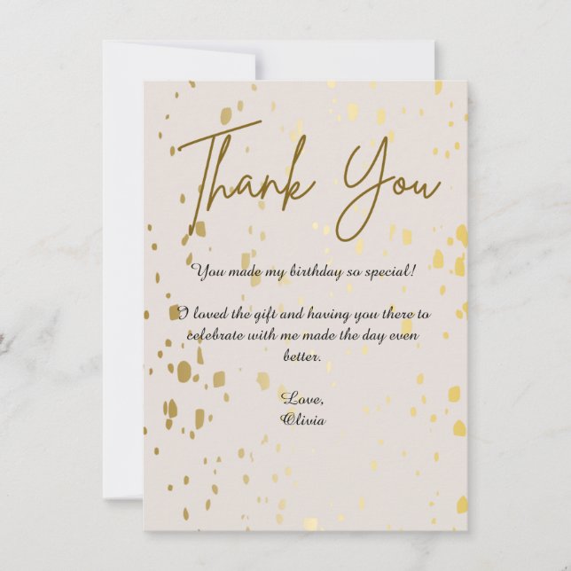 Elegantes Gold Dankeschön Card Dankeskarte (Vorderseite)