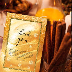 Elegantes Gold Dankeschön Card Glitzer und Perl Einladung