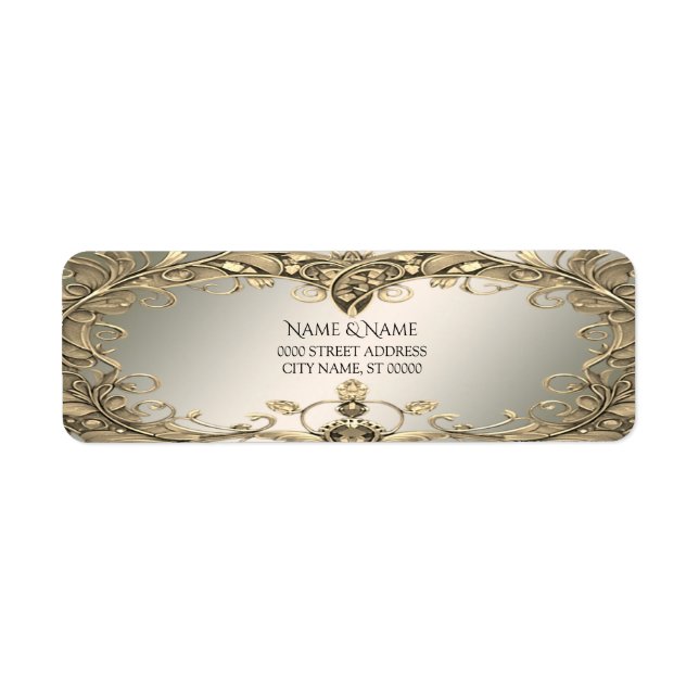 Elegantes Gold Decorative Rücksendeadresse-Label (Vorne)