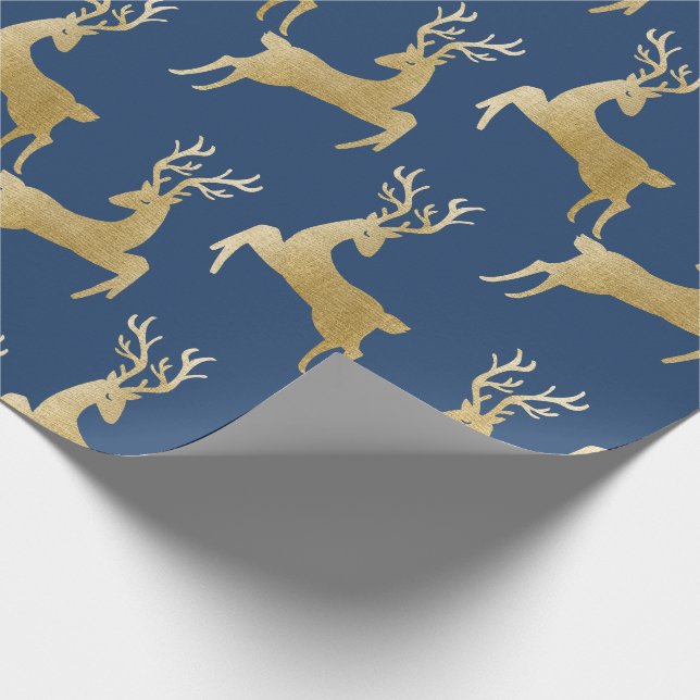 Elegantes Gold Deer Weihnachtswrapping Paper Geschenkpapier (Ecke)