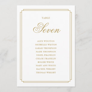 Elegantes Gold Deko Tischnummer Seating Chart