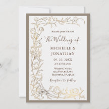 Elegantes Gold Delikate Blume Christlich Hochzeit