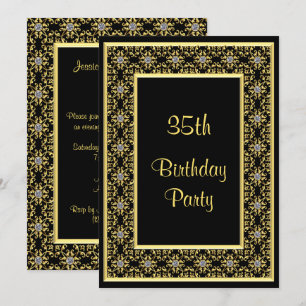 Elegantes Gold, Diamond Gems 35. Geburtstag Einladung
