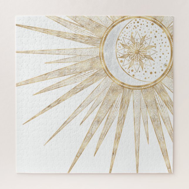Elegantes Gold Doodles Sun Moon Mandala Design (Vertikal)