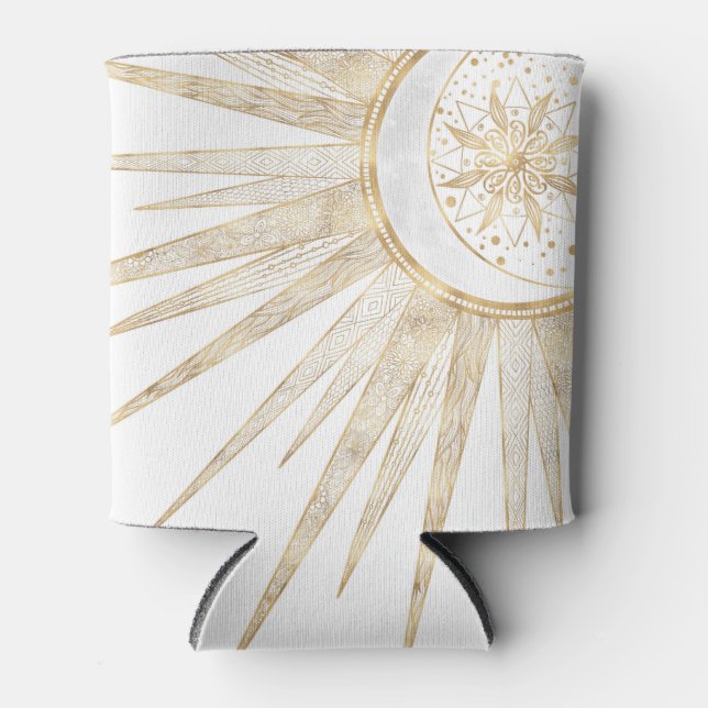 Elegantes Gold Doodles Sun Moon Mandala Design Dosenkühler (Vorderseite)