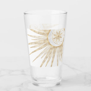 Elegantes Gold Doodles Sun Moon Mandala Design Glas