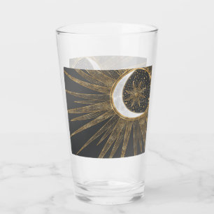 Elegantes Gold Doodles Sun Moon Mandala Design Glas
