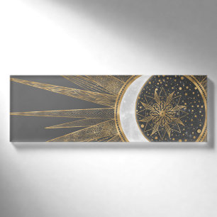 Elegantes Gold Doodles Sun Moon Mandala Design Namenschild