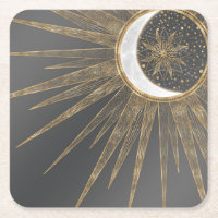 Elegantes Gold Doodles Sun Moon Mandala Design