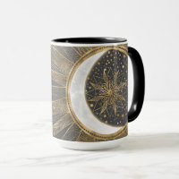 Elegantes Gold Doodles Sun Moon Mandala Design