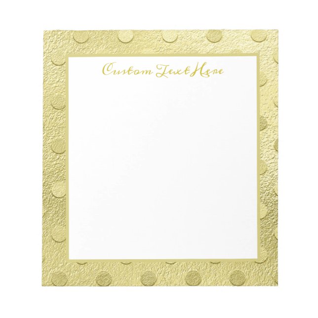 Elegantes Gold Dot Pattern Glam Personalisiert Notizblock (Vorderseite)