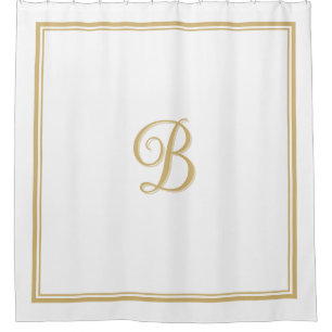 Elegantes Gold Double Border Script Monogram Duschvorhang