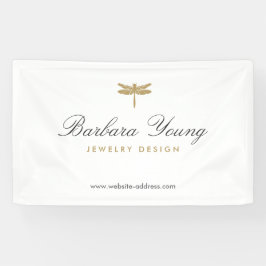 Elegantes Gold-Dragonfly-Logo in Weiß Banner
